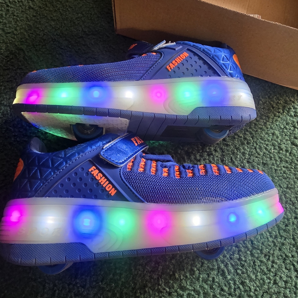 Kids Blue LED Light-Up Sneakers